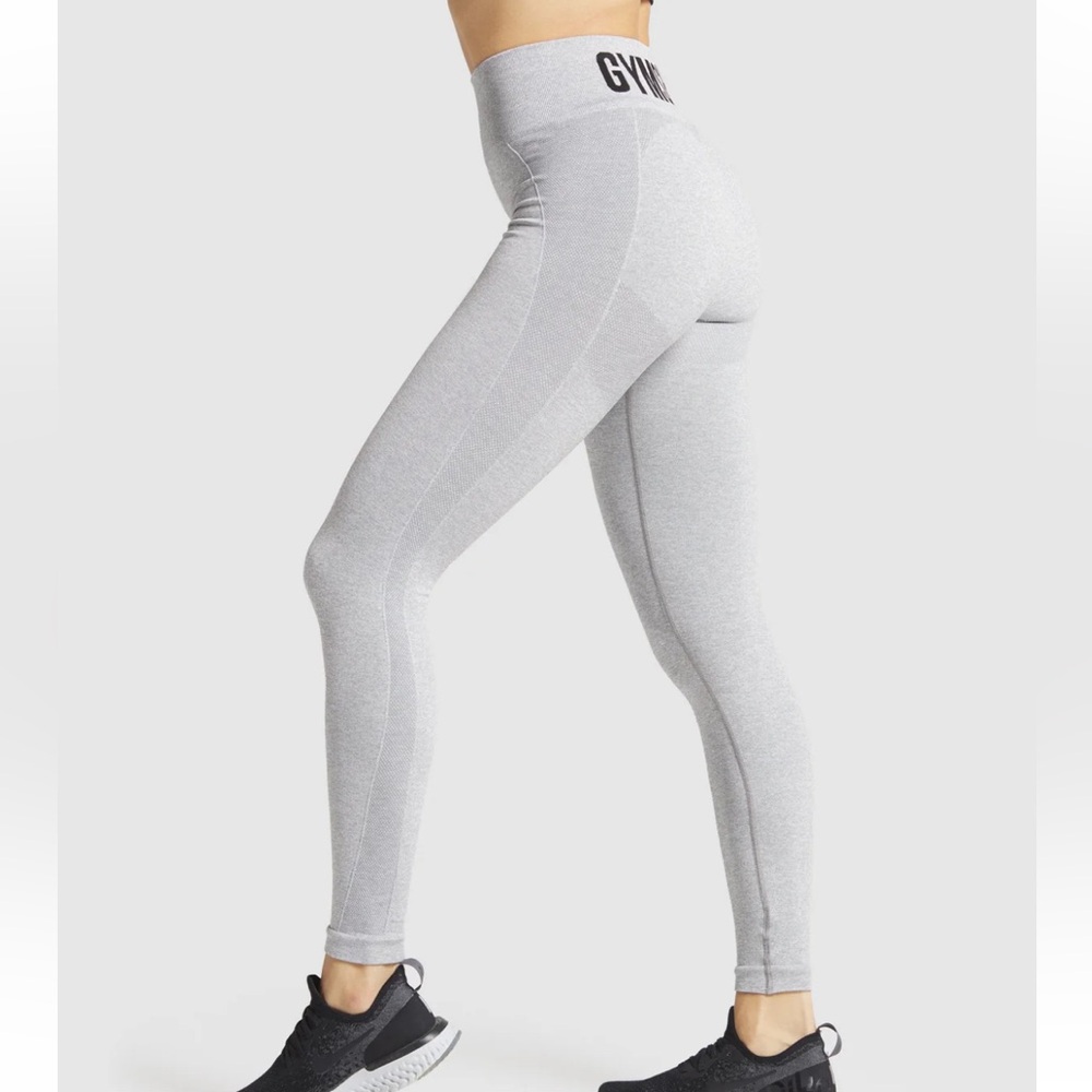 GYMSHARK Flex High Waisted Leggings Size M in Light Grey Marl/Black - Picture 5 of 9